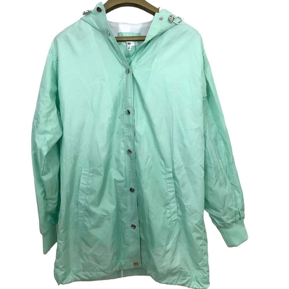 BP. Spring Rain Hooded Long Sleeve Jacket Snap Buttons Oversized Lined Coat NEW